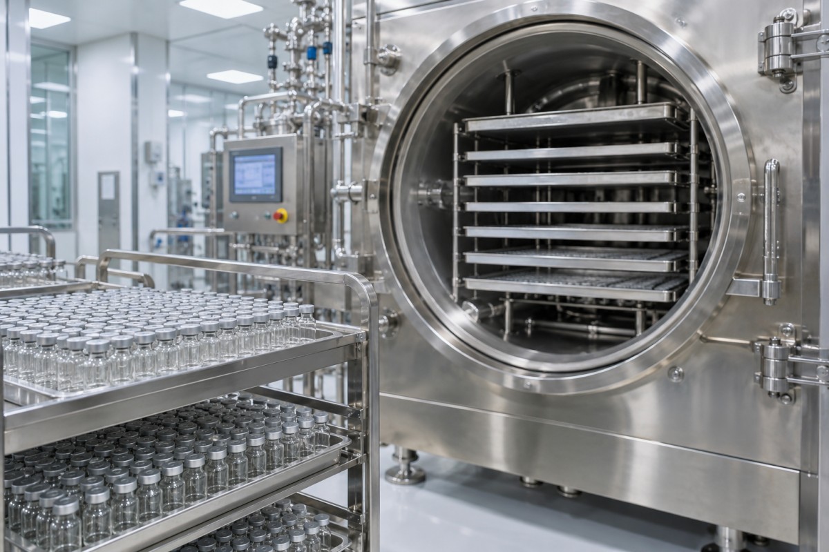 Freeze drying equipment for pharmaceutical production
