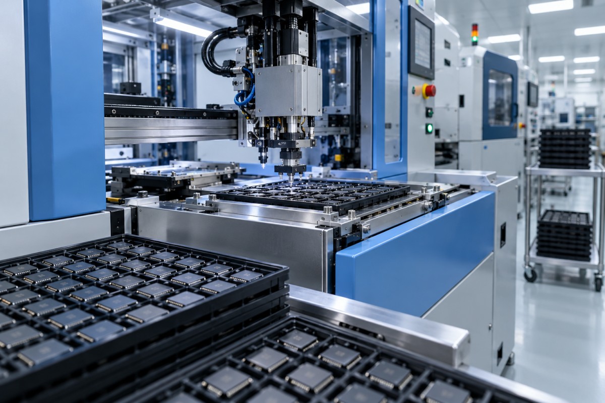 Integrated-circuit test equipment on a production floor