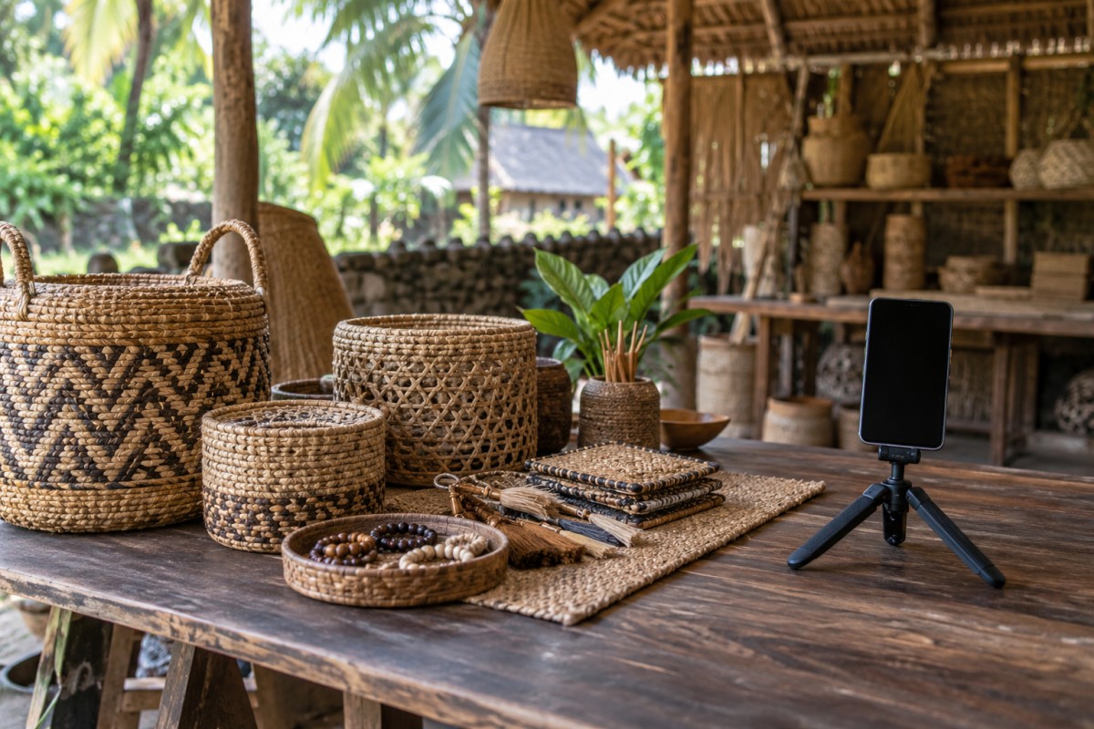 Craft products arranged for digital business photography