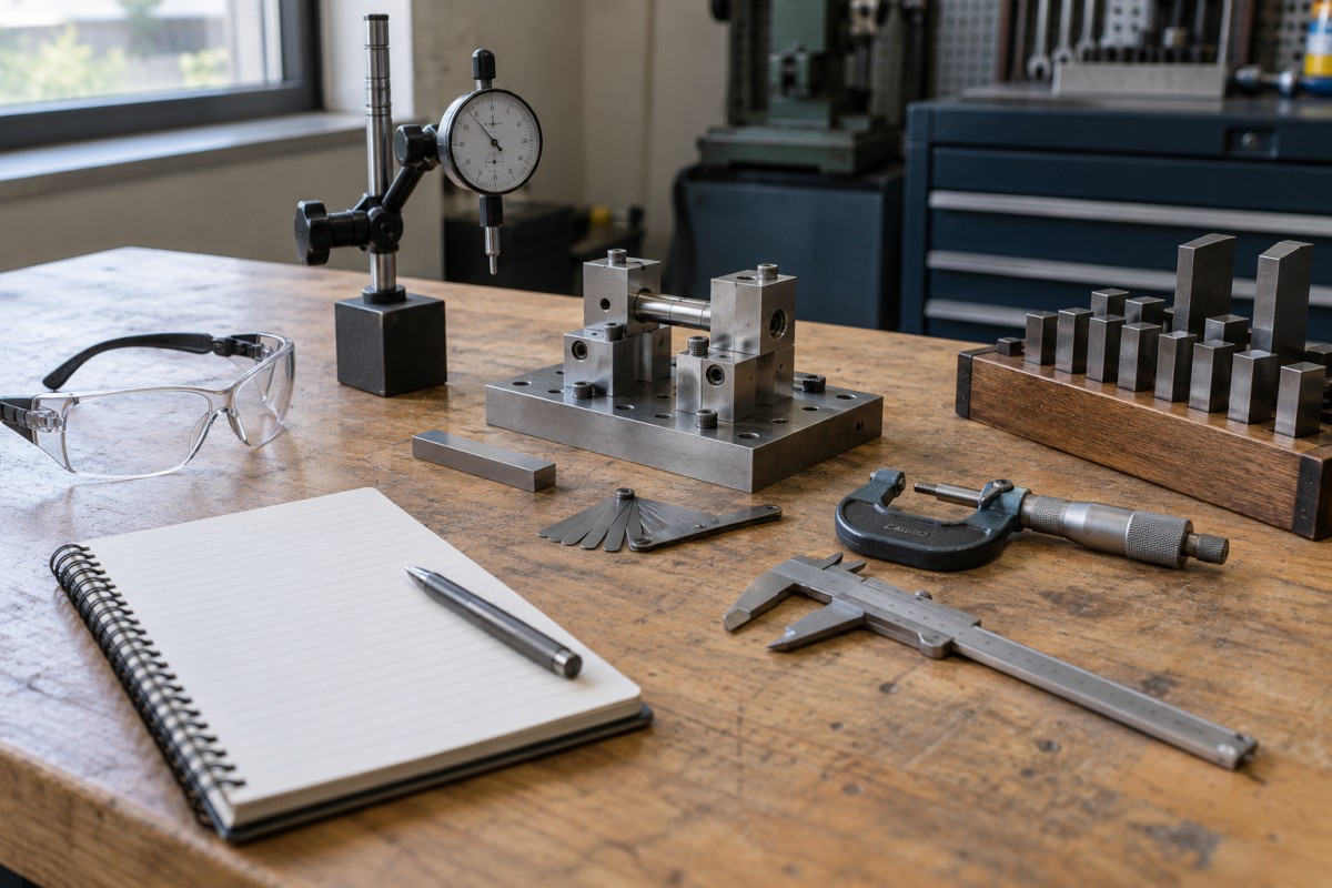 Tools arranged for a manufacturing training session