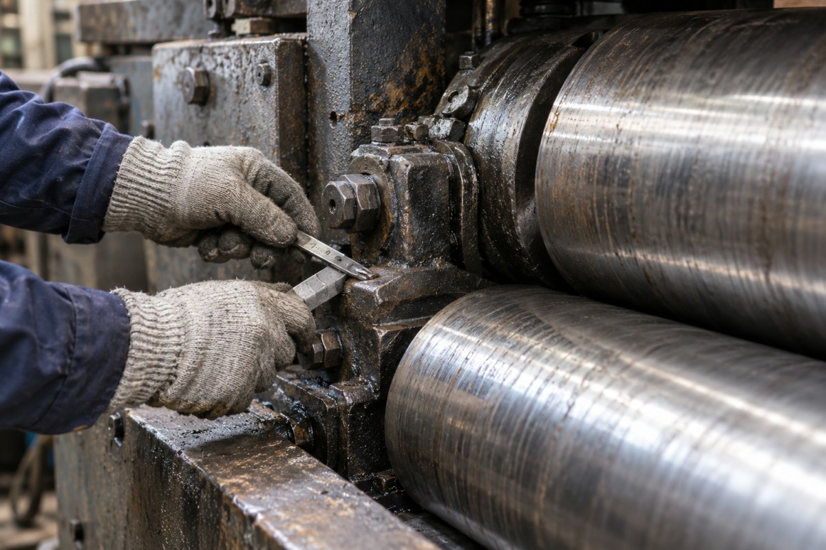 Maintenance work on steel production machinery