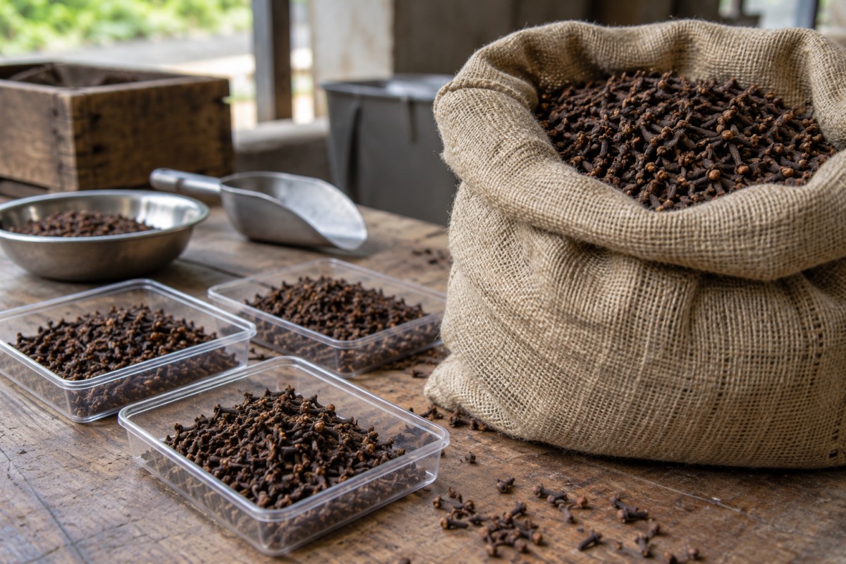 Clove samples prepared for export inspection Clove samples prepared for export inspection