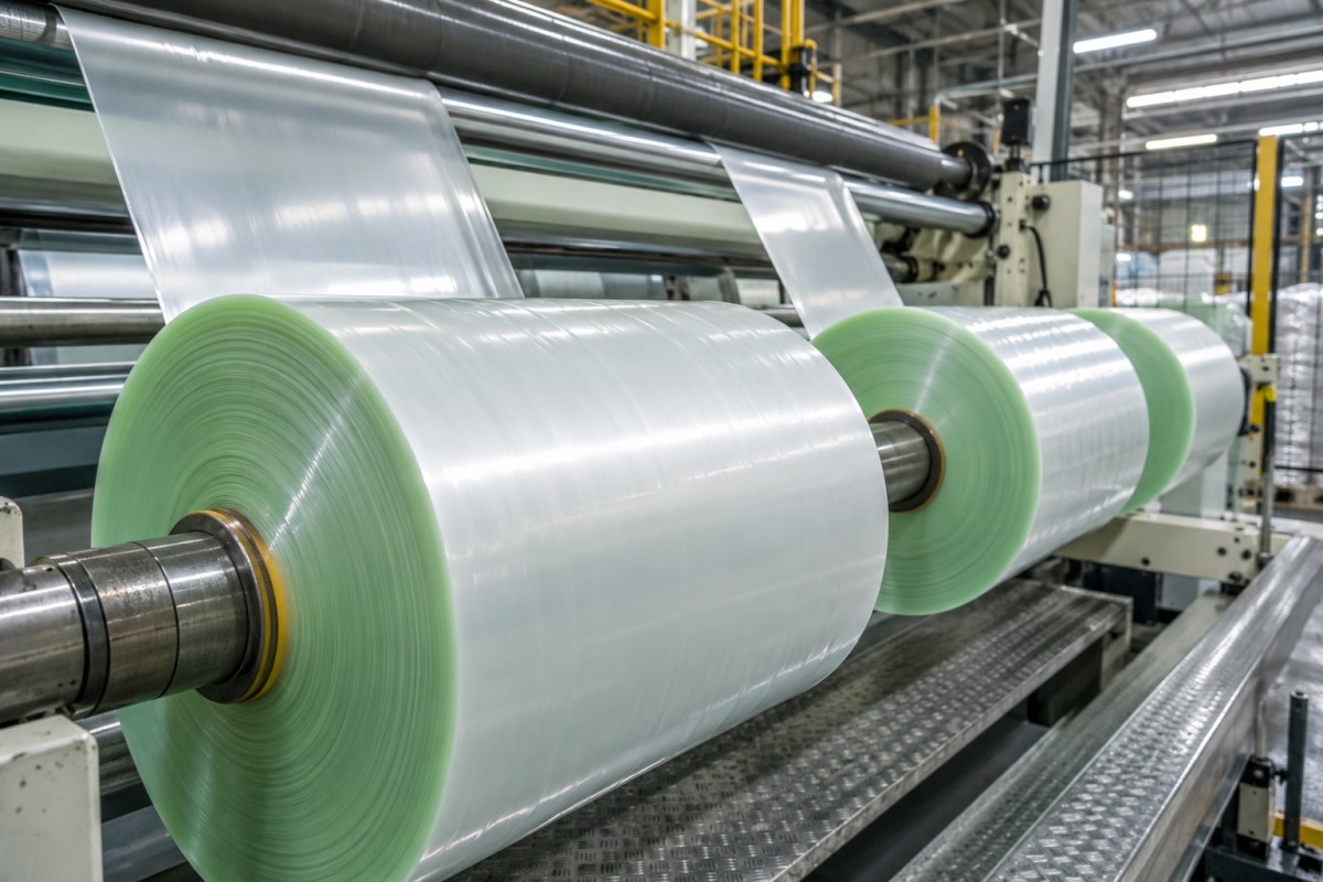 Wide agricultural film rolls in production