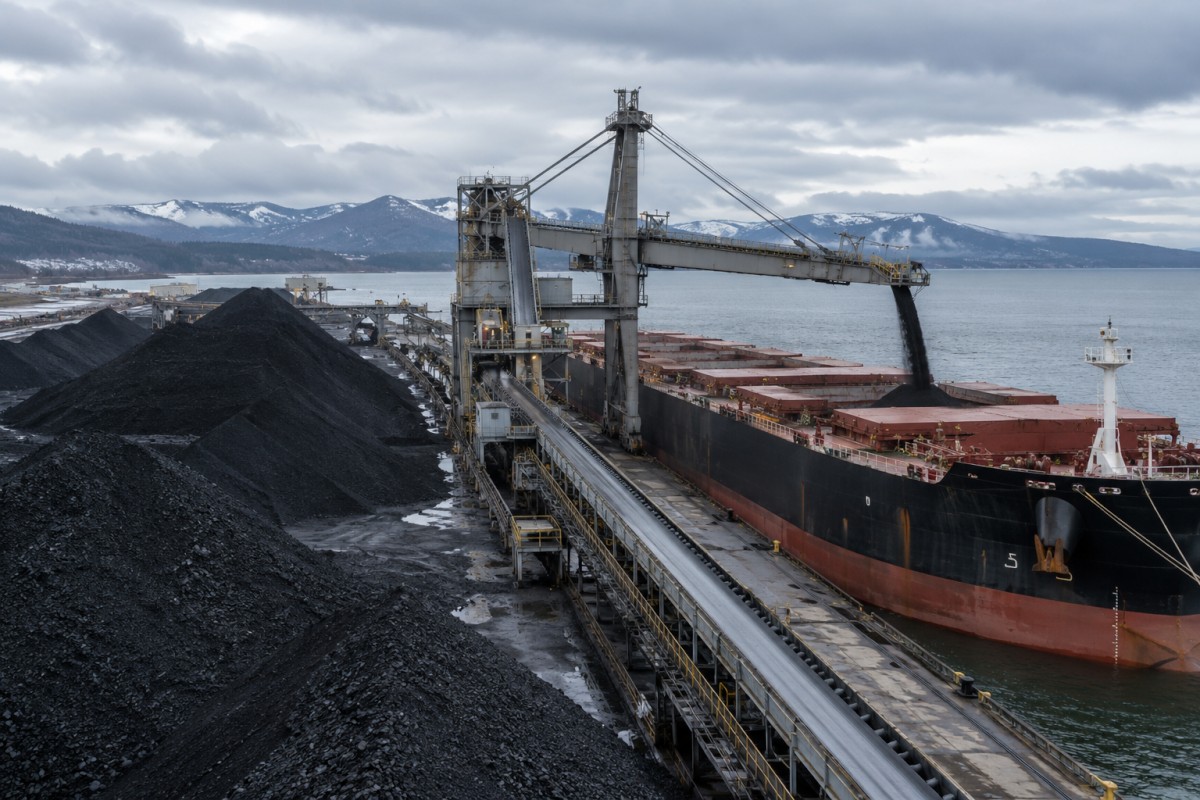 Bulk coal cargo at a maritime terminal