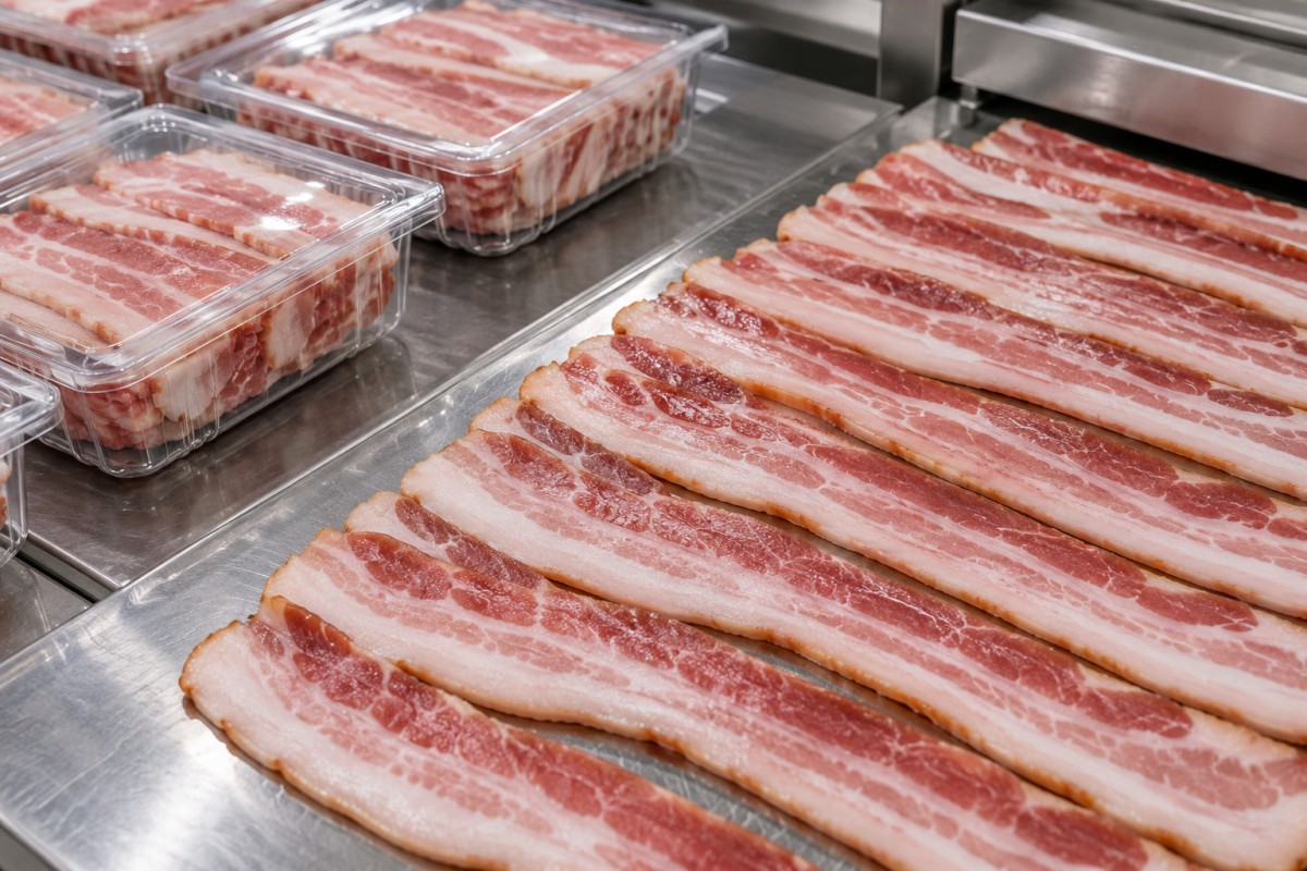 Bacon products prepared for food packaging